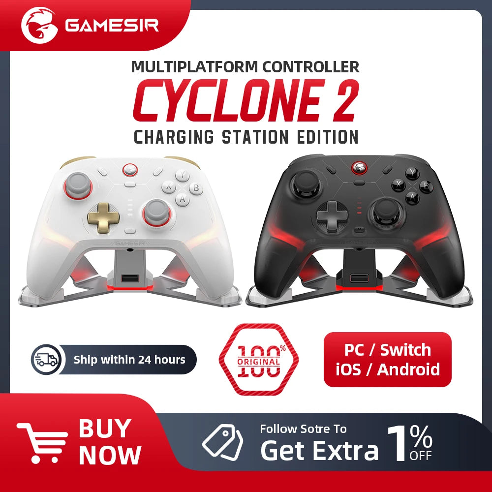 Gamesir Cyclone 2 Wireless Controller with Hall Effect Joysticks for PC, Steam, Switch, iOS & Andrioid